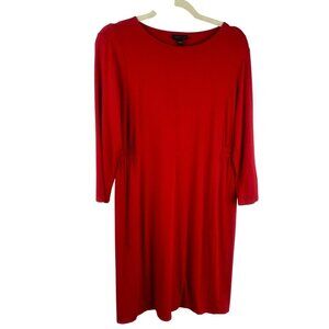 J Jill Wearever Stretch Knit Dress Women Small Red Long Sleeves Knee Length